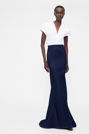GAP STUDIO SEAMED DENIM HIGH WAISTED MAXI SKIRT