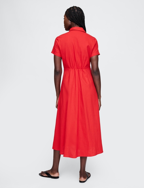 Linen-Blend Maxi Shirtdress