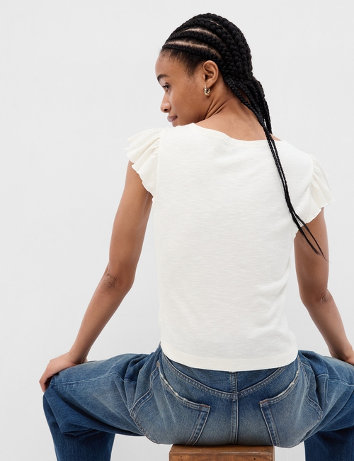 Ribbed Flutter Sleeve Top