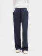 Relaxed Straight-Leg Stripe Satin Pants