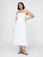 Linen-Blend Scalloped Midi Dress