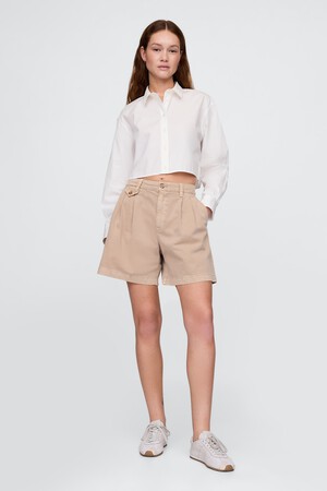 6" Mid Rise Twill Pleated Trouser Shorts