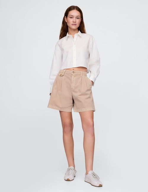 6" Mid Rise Twill Pleated Trouser Shorts