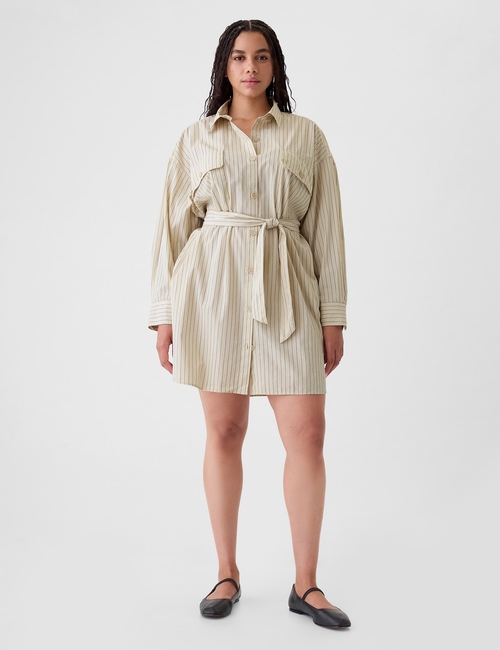 Organic Cotton Striped Mini Shirtdress