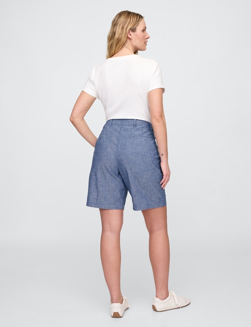 9" High Rise Chambray Downtown Bermuda Shorts