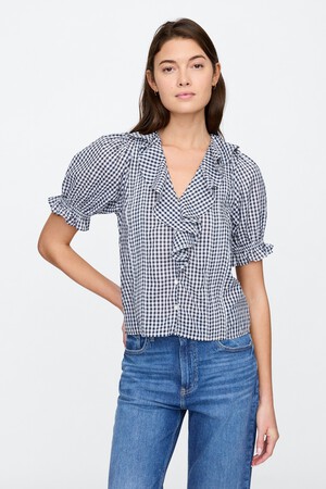 Relaxed Voile Ruffle Top