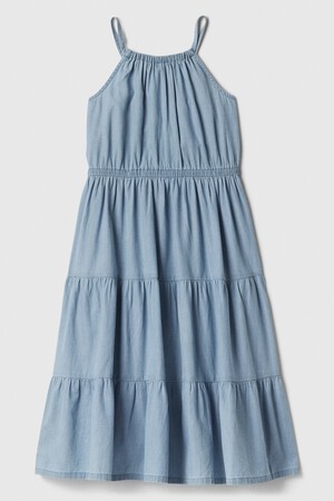 Kids Tiered High Neck Midi Dress
