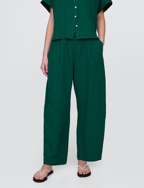 Crinkle Gauze Easy Barrel Pants