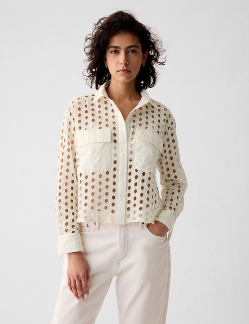 Eyelet Cropped Shirt