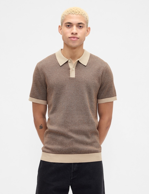 V-SS BIRDSEYE POLO SWEATER
