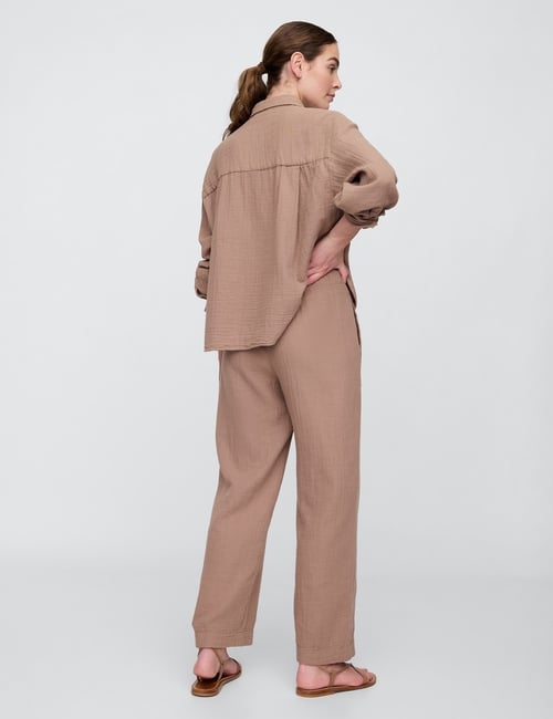 Mid Rise Gauze Pull-On Wide-Leg Pants