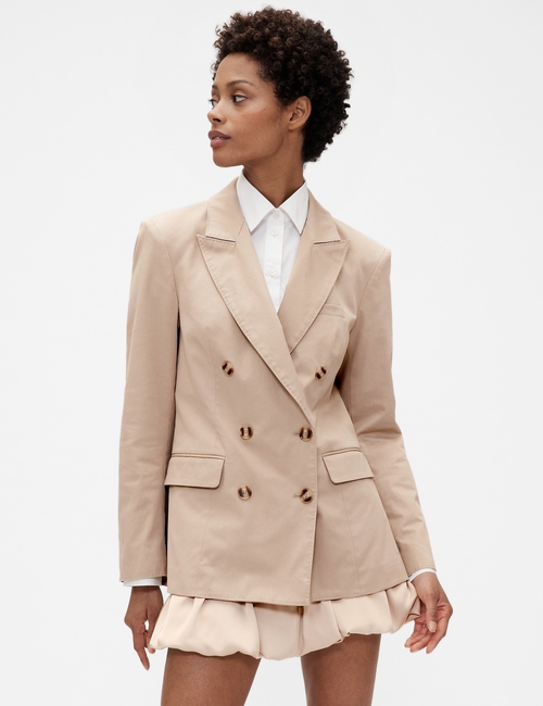 GapStudio Twill Double-Breasted Tailored Blazer