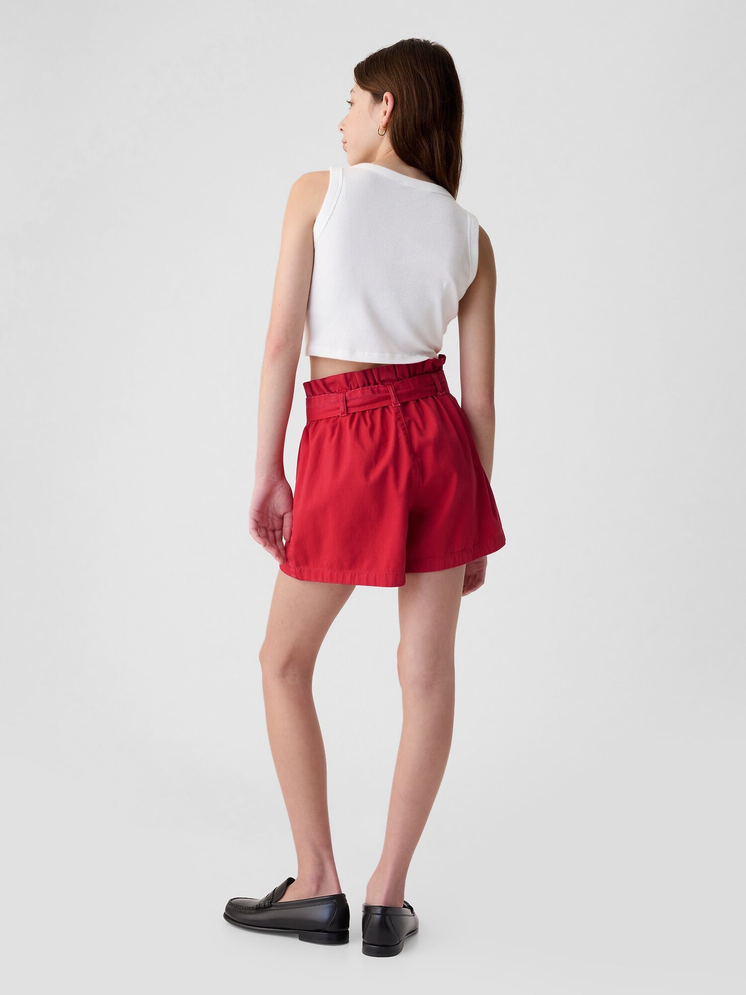 High rise paperbag shorts sales