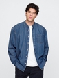 Collarless Denim Big Shirt