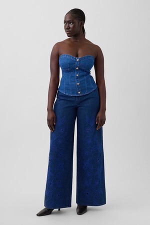 GAP X HFR NDIGO EXTRA BAGGY FLORAL JEAN LIMTED EDI