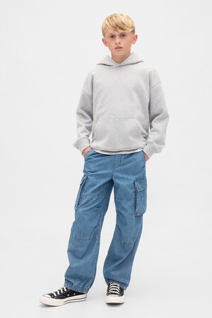 Kids Denim Baggy Cargo Joggers