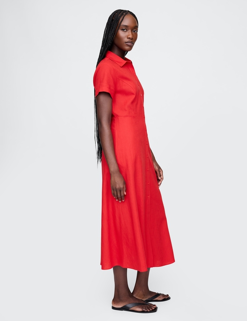 Linen-Blend Maxi Shirtdress
