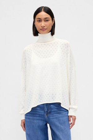 Oversized Pointelle Turtleneck