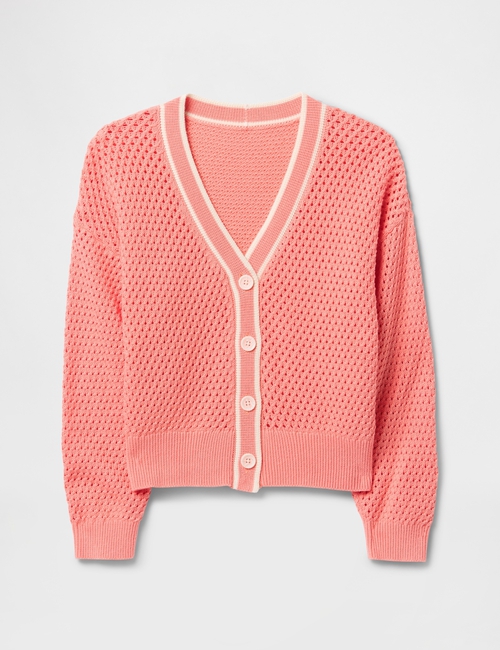 Kids Crochet V-Neck Cardigan