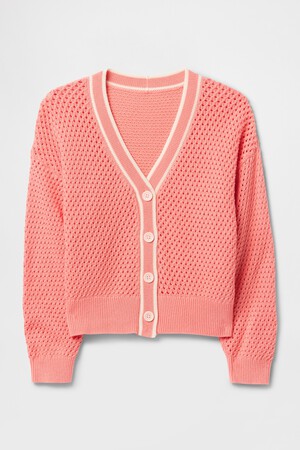 Kids Crochet V-Neck Cardigan