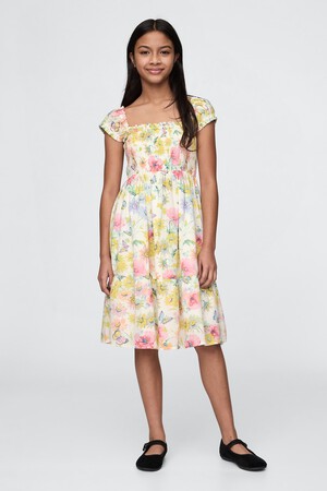 Kids Smocked Floral Midi Dress