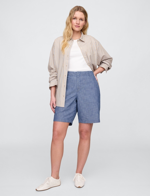 9" High Rise Chambray Downtown Bermuda Shorts