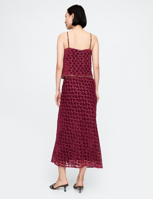 Burnout Velvet Midi Skirt