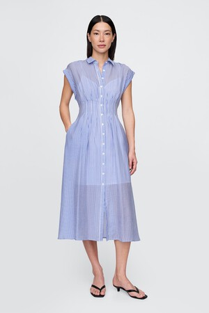 Sheer Midi Shirtdress