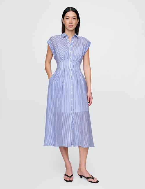 Sheer Midi Shirtdress