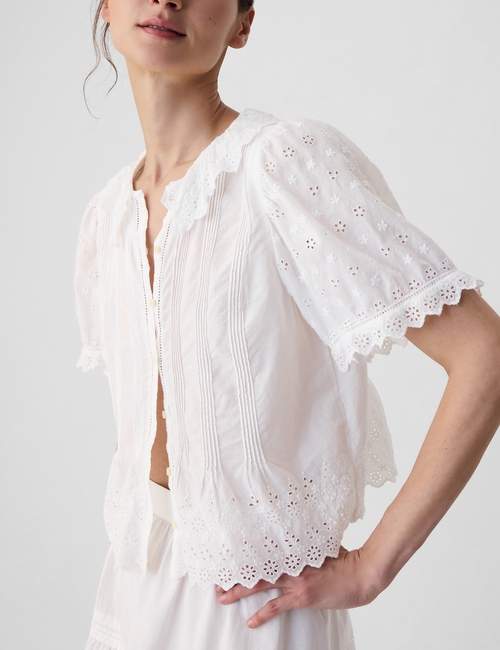 Gap × DÔEN Cropped Eyelet Shirt