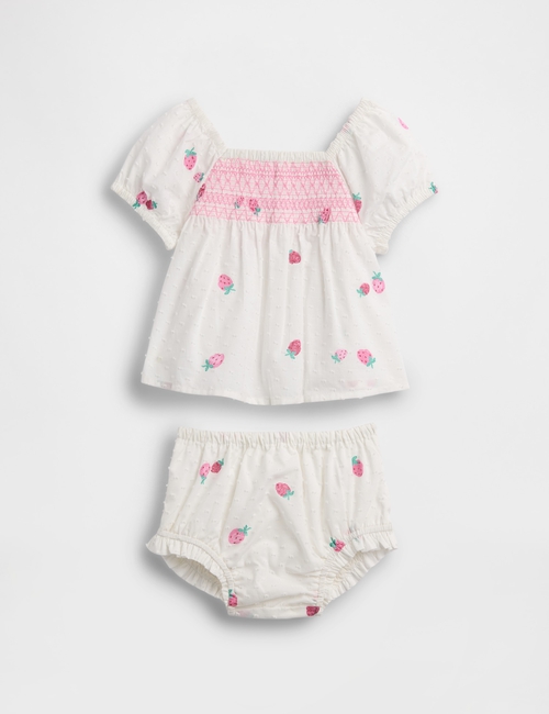 Baby Smocked Strawberry Outfit Set