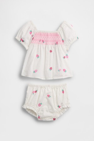 Baby Smocked Strawberry Outfit Set