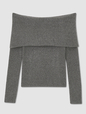CashSoft Ribbed Off-Shoulder Sweater Top