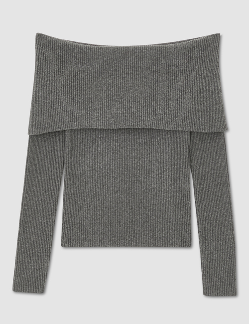 CashSoft Ribbed Off-Shoulder Sweater Top
