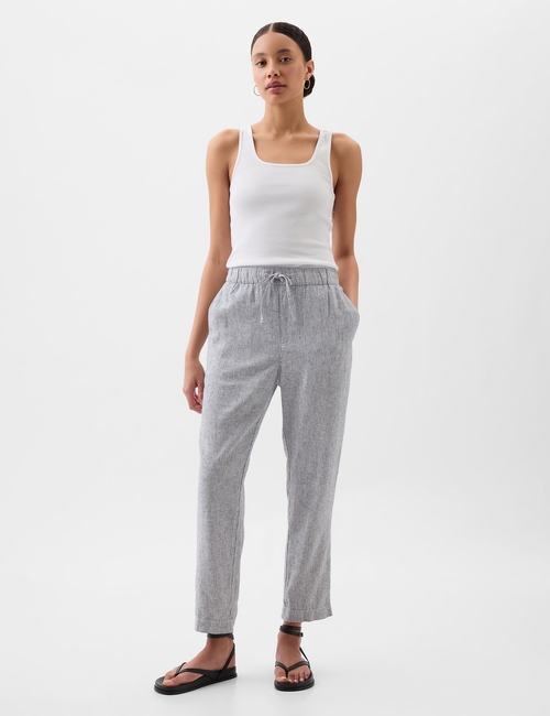 Shop Mid Rise Easy Linen-Blend Pants for Women GAP UAE