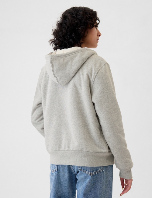 Relaxed Gap Logo Sherpa-Lined Zip Hoodie