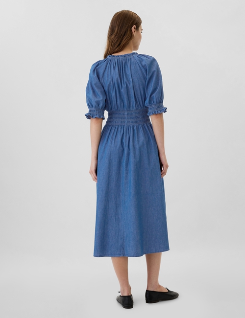 Denim Splitneck Midi Dress