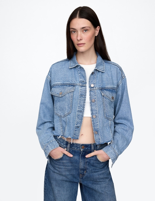 UltraSoft Relaxed Cropped Icon Denim Jacket
