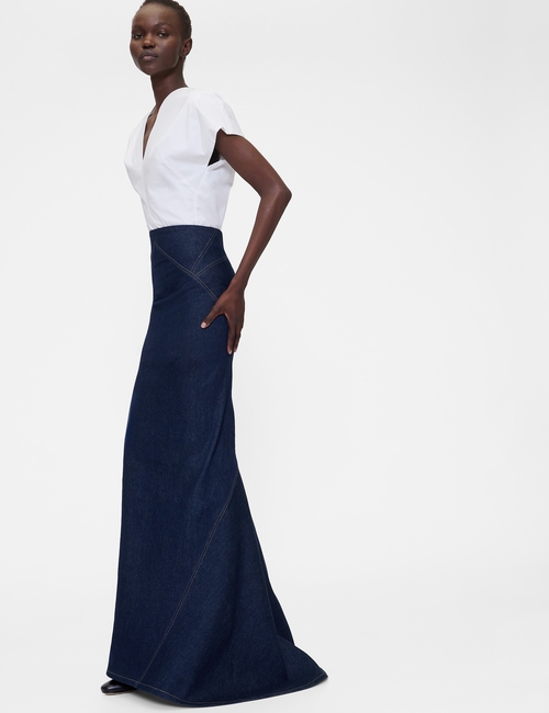 GAP STUDIO SEAMED DENIM HIGH WAISTED MAXI SKIRT
