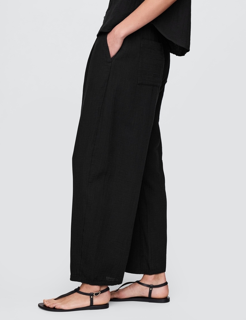 Crinkle Gauze Easy Barrel Pants