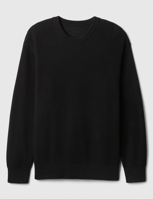 Oversized Fisherman-Stitch Crewneck Sweater