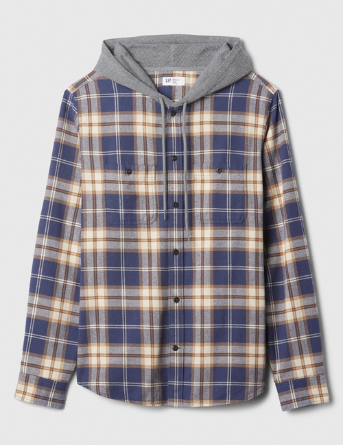 Hoodie Flannel Shirt in Standard Fit