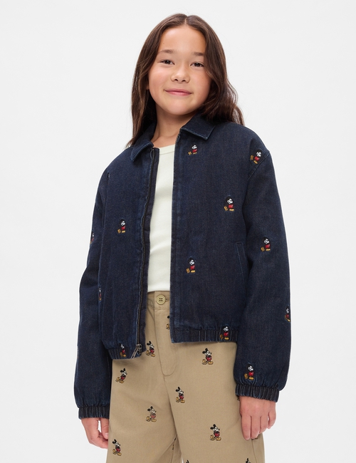 Gap × Disney Kids Embroidered Denim Bomber Jacket