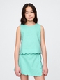 Kids Linen-Cotton Scalloped Top