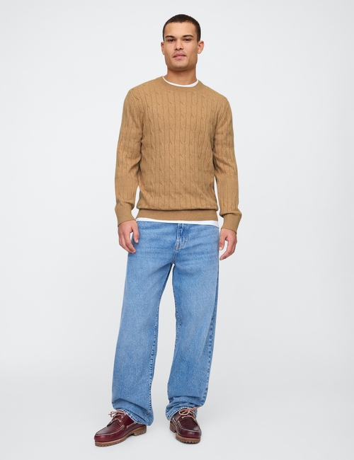 CashSoft Cable-Knit Crewneck Sweater