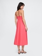 Linen-Blend Scalloped Midi Dress