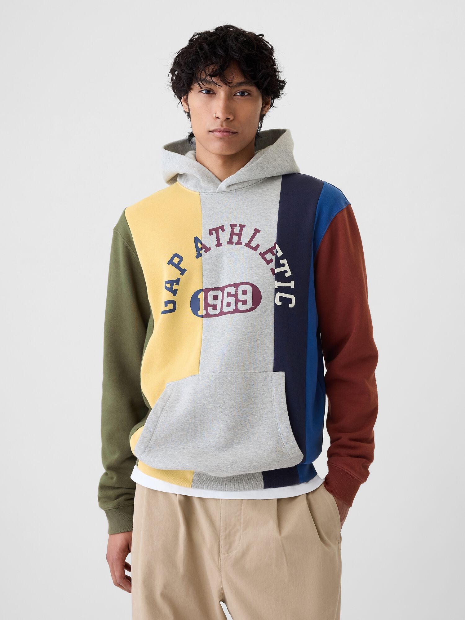 Multicolor colorblocked oversized hoodie top