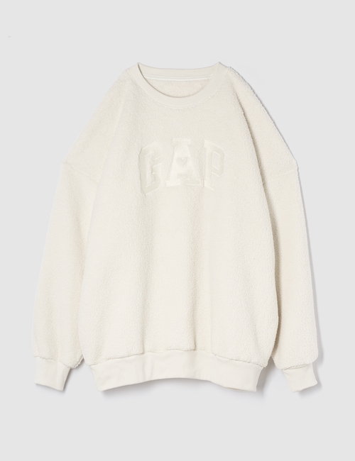 Oversized Sherpa Heart Logo Sweatshirt