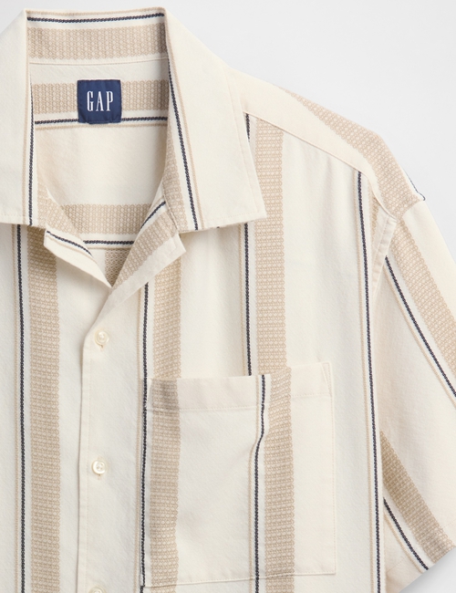 Boxy Texture-Stripe Vacay Shirt