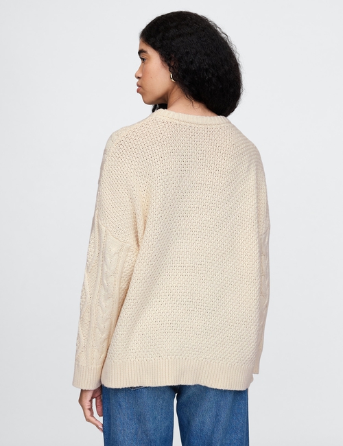 Oversized Mixed Cable-Knit Sweater